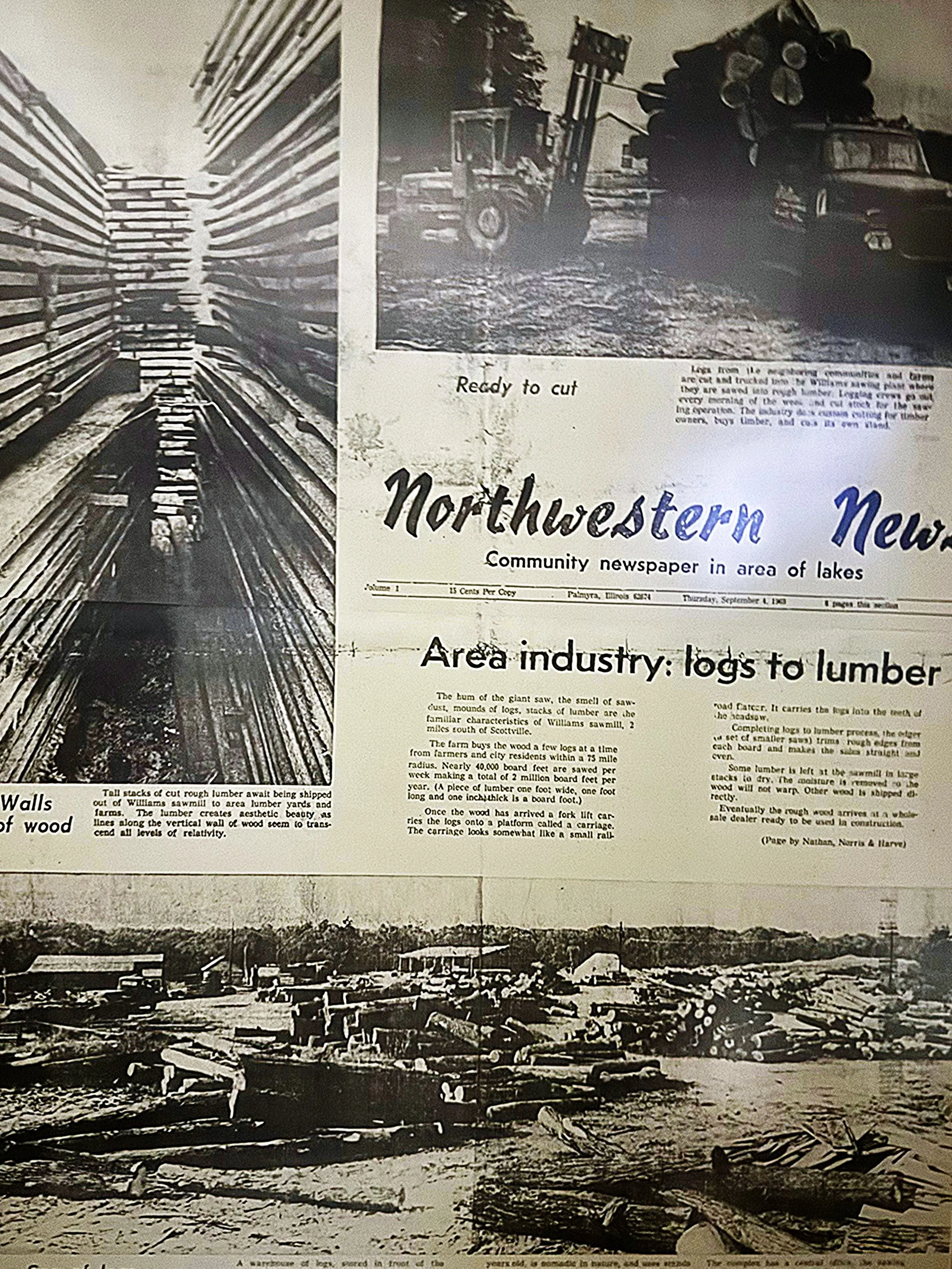 A newspaper article about the Williams' family sawmill business